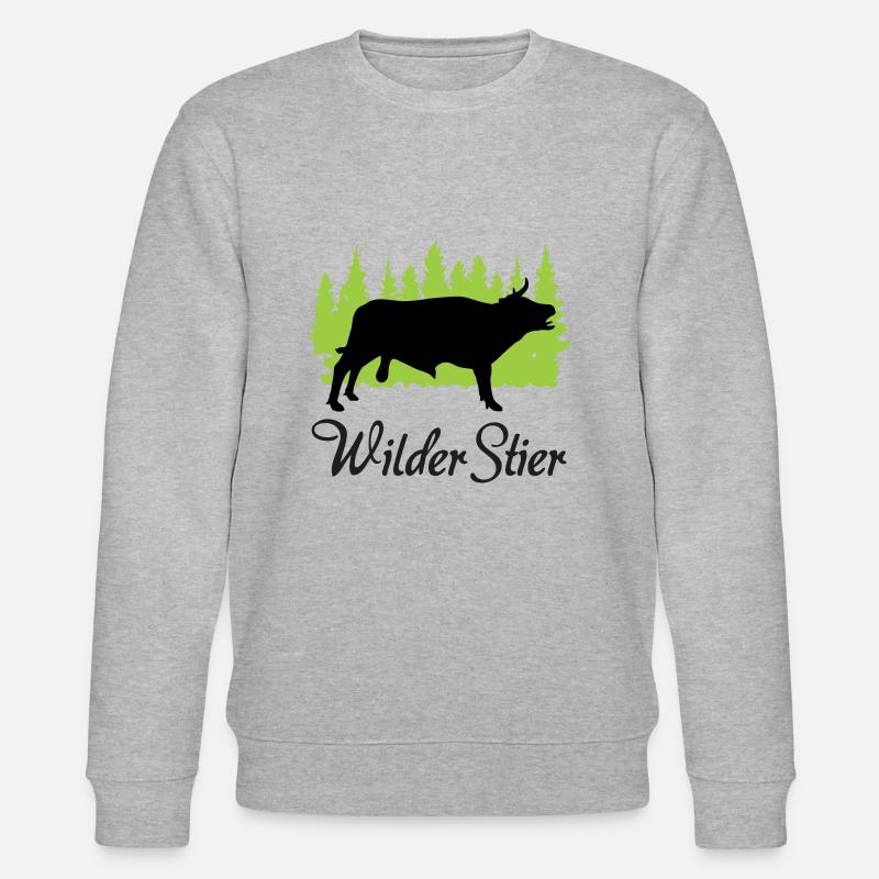 "Wilder Stier: Ungezähmte Kraft" - Stanley/Stella Unisex Bio-Sweatshirt CHANGER - Grau meliert