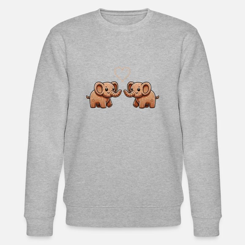 Couple d’éléphants en bois - Sweat bio CHANGER Stanley/Stella Unisexe - gris chiné