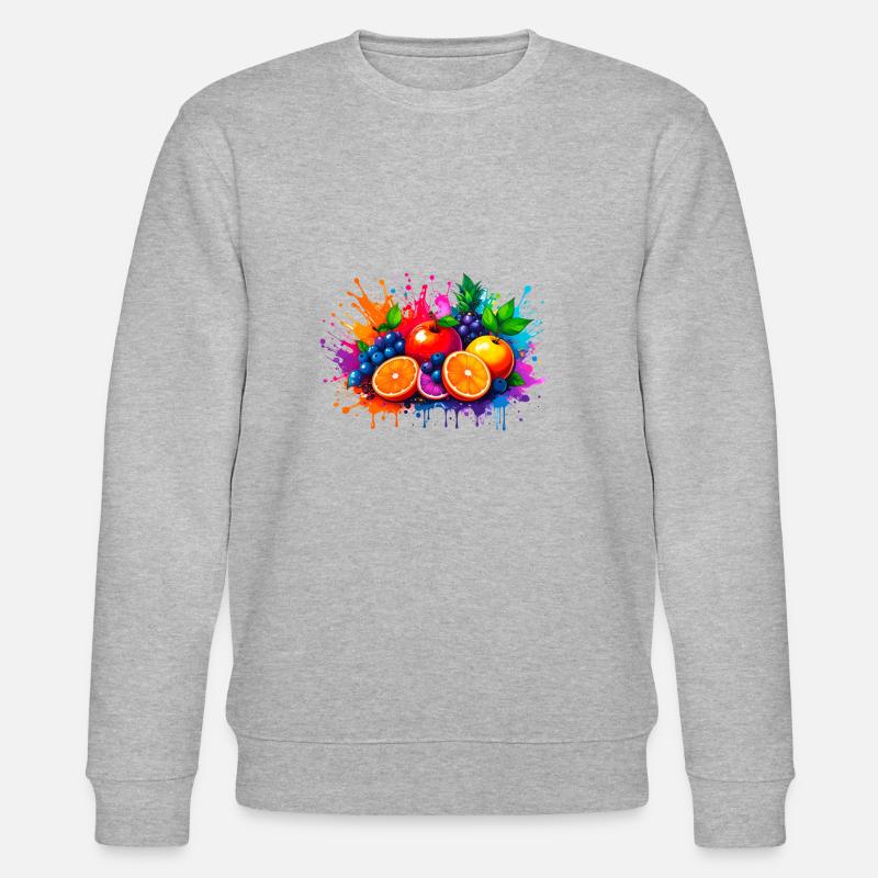 Obst, illustration, graffiti ,Früchte - Stanley/Stella Unisex Bio-Sweatshirt CHANGER  - Grau meliert