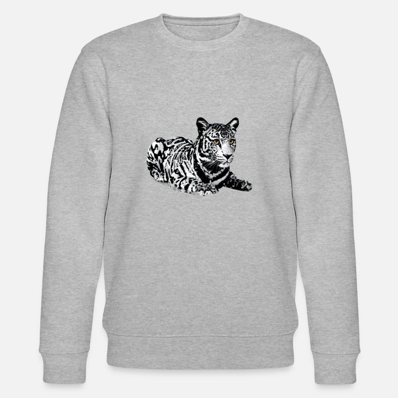 Tiger,Leopard,Pailletten,Glitzer,schwarz-weiß - Stanley/Stella Unisex Bio-Sweatshirt CHANGER  - Grau meliert
