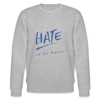 Hate is for losers - Stanley/Stella CHANGER Unisex Organic Sweatshirt - heather grey - Front - Nik (191cm) & Marisol (170cm)