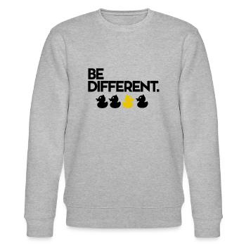 Be Different Yellow Squeak Duck - Stanley/Stella CHANGER Unisex Organic Sweatshirt - heather grey - Front - Nik (191cm) & Marisol (170cm)