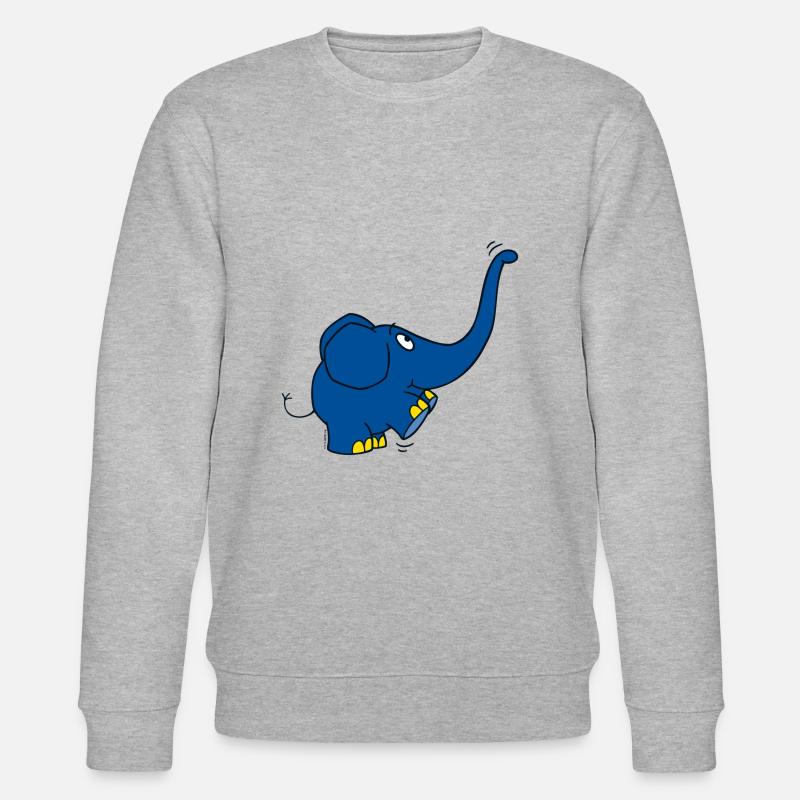 L’éléphant - trompe haute - Sweat bio CHANGER Stanley/Stella Unisexe - gris chiné