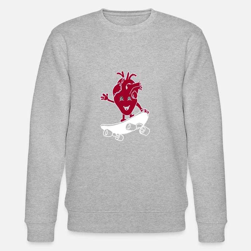 Skateboard Herz - Stanley/Stella Unisex Bio-Sweatshirt CHANGER  - Grau meliert