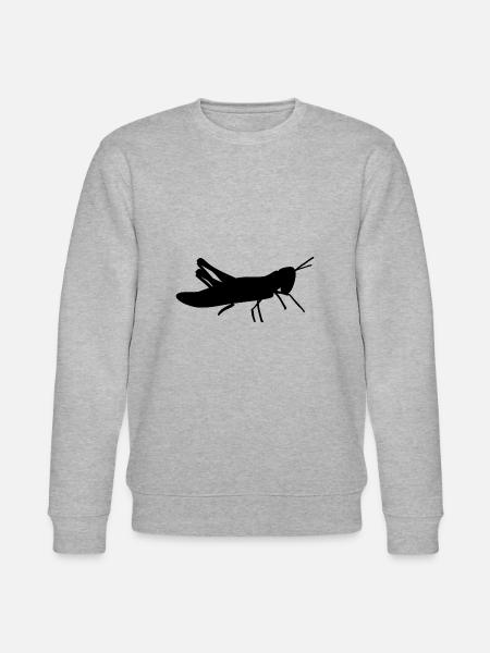 Insekt sort hvid natur motiv grafisk græshoppe - Stanley/Stella økologisk unisex-sweatshirt CHANGER  - grå meleret