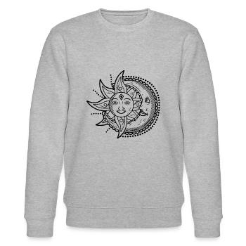 Sun Moon Sun Moon Good Night Crescent Sleep - Stanley/Stella CHANGER Unisex Organic Sweatshirt - heather grey - Front - Nik (191cm) & Marisol (170cm)
