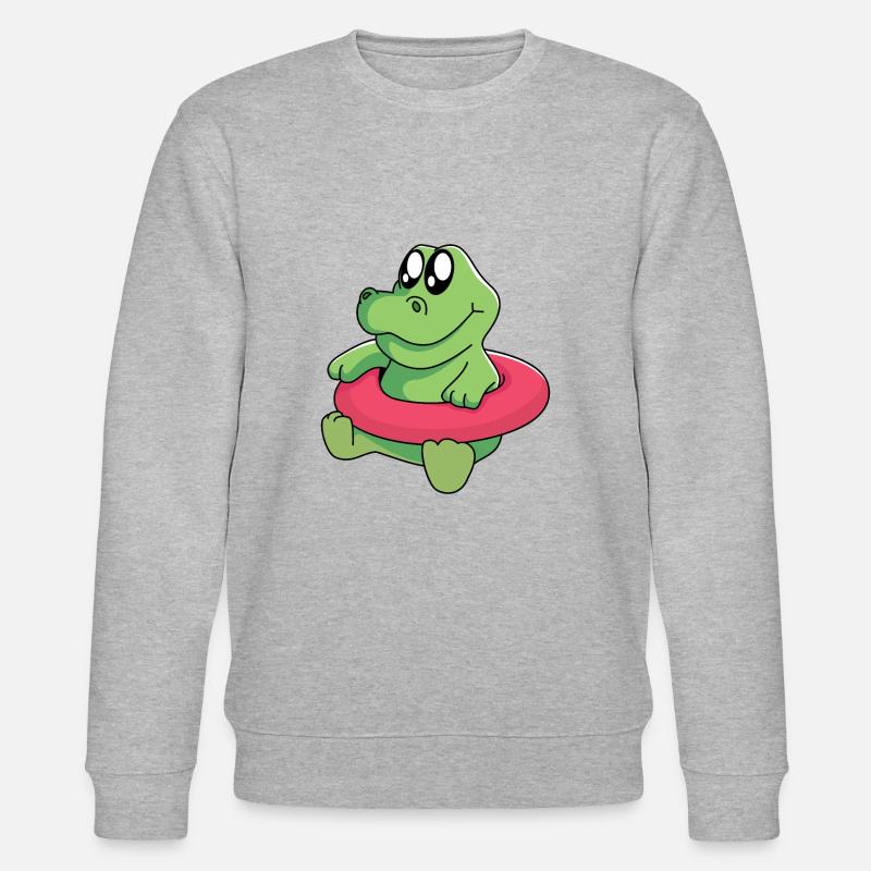 Bébé crocodile apprend à nager - Sweat bio CHANGER Stanley/Stella Unisexe - gris chiné