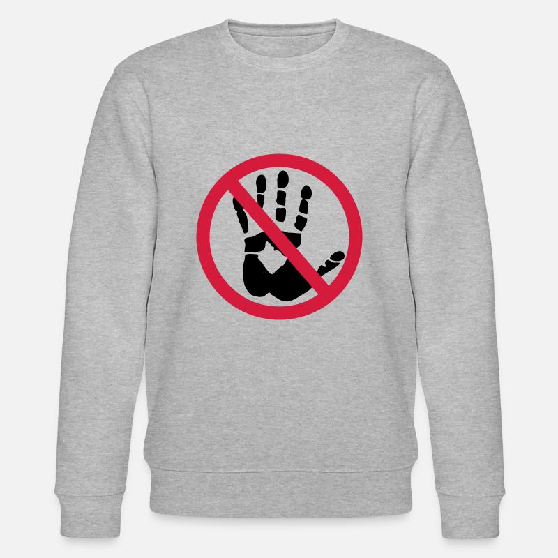 Handabdruck - Nicht anfassen! - Stanley/Stella Unisex Bio-Sweatshirt CHANGER - Grau meliert