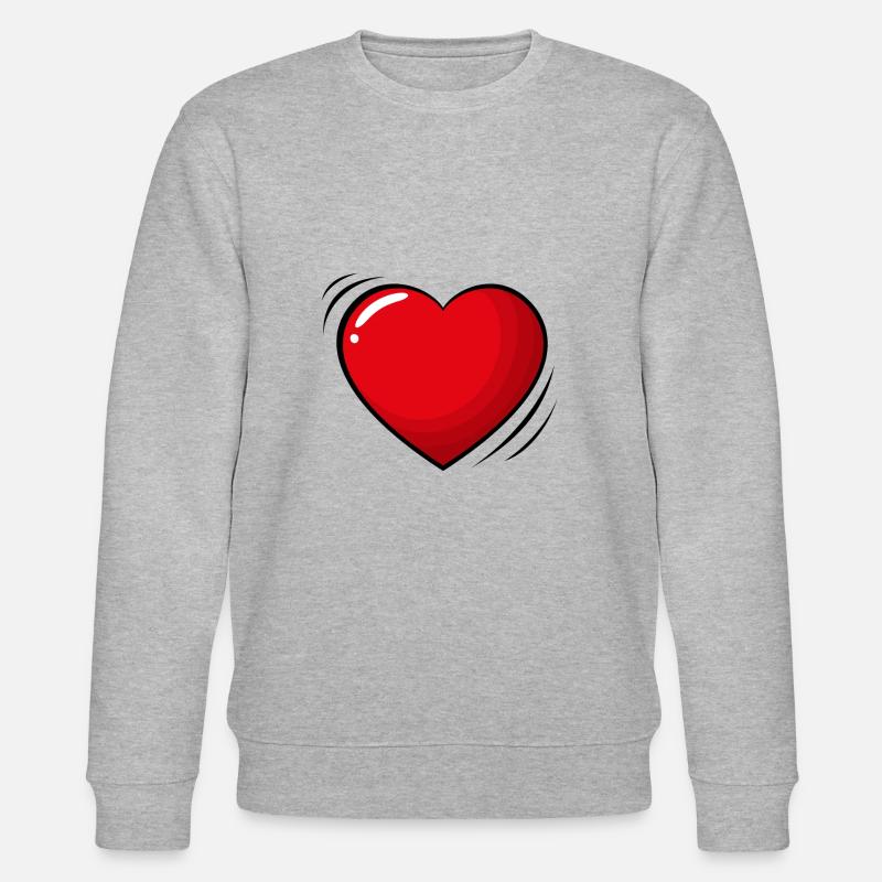 Großes rotes Herz - Stanley/Stella Unisex Bio-Sweatshirt CHANGER  - Grau meliert