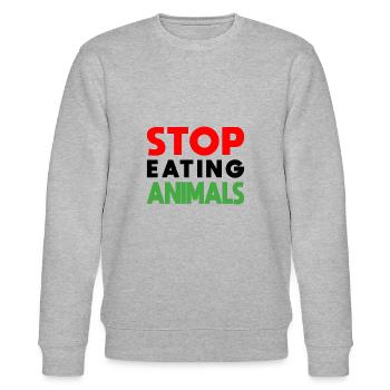 Stop eating Animals - Black Edition - Stanley/Stella Unisex Bio-Sweatshirt CHANGER  - Grau meliert - Vorne - Nik (191cm) & Marisol (170cm)