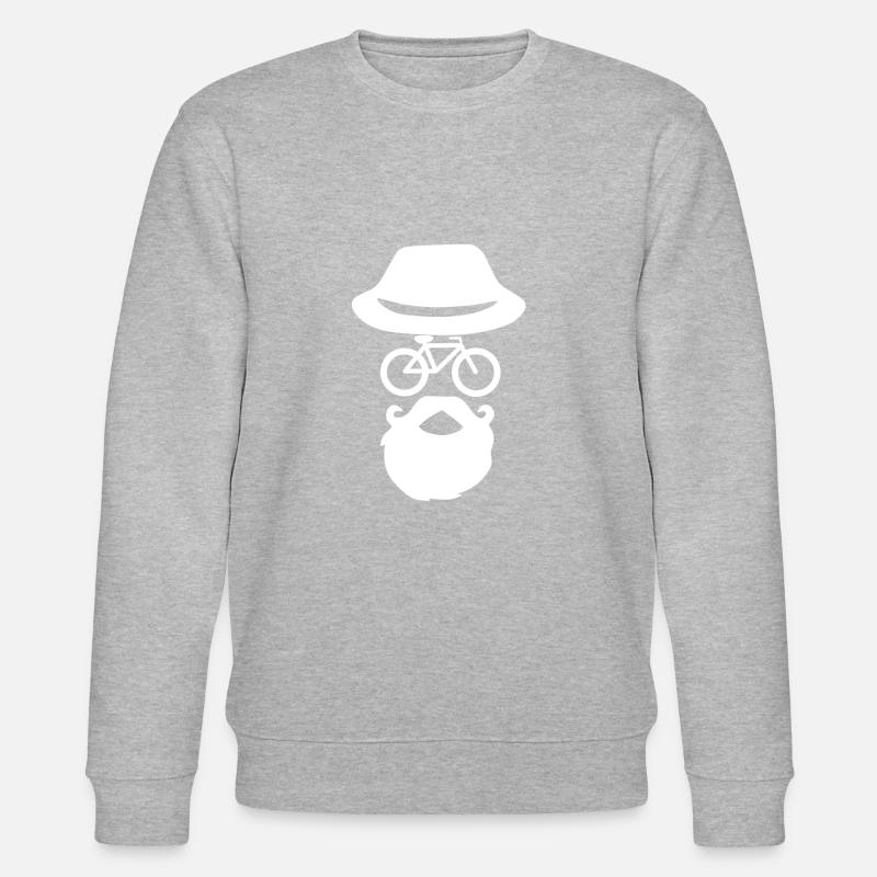Fahrrad Hipster Hut Bart Gesicht - Stanley/Stella Unisex Bio-Sweatshirt CHANGER  - Grau meliert
