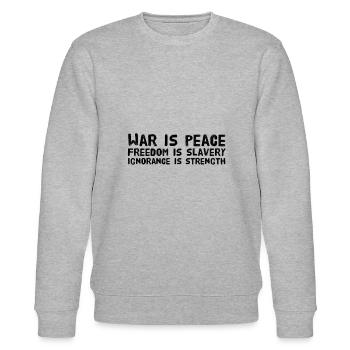 War is peace - Stanley/Stella CHANGER Unisex Organic Sweatshirt - heather grey - Front - Nik (191cm) & Marisol (170cm)