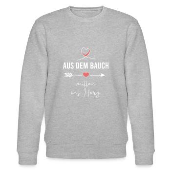 AUS DEM BAUCH MITTEN INS HERZ - Stanley/Stella Unisex Bio-Sweatshirt CHANGER  - Grau meliert - Vorne - Nik (191cm) & Marisol (170cm)