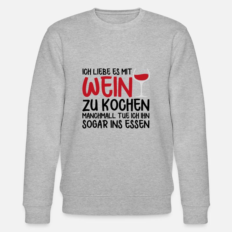 Wein Kochen Essen Spruch Geschenk - Stanley/Stella Unisex Bio-Sweatshirt CHANGER  - Grau meliert