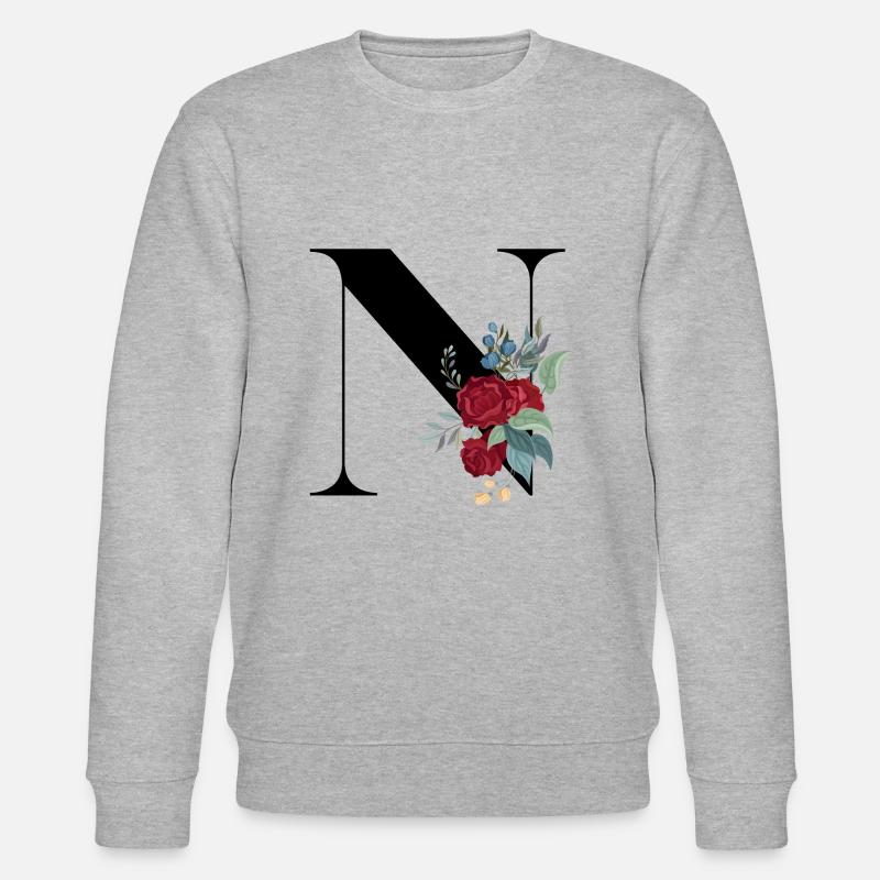Buchstabe N Blühende - Stanley/Stella Unisex Bio-Sweatshirt CHANGER  - Grau meliert