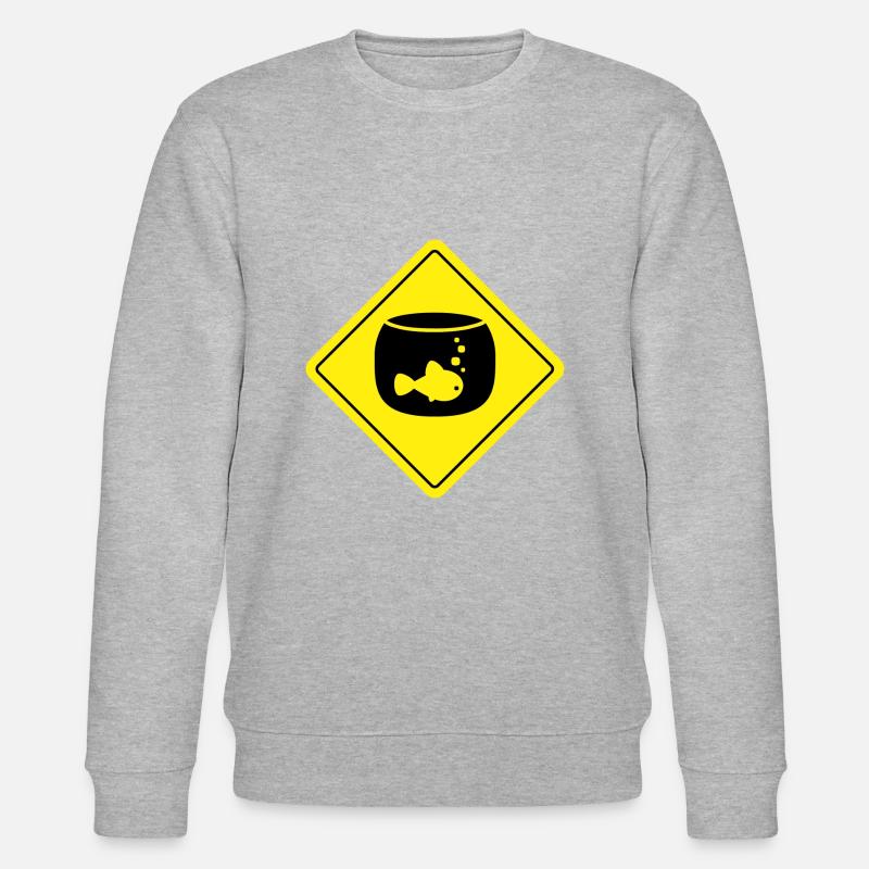 Yellow goldfish jar panel - Stanley/Stella CHANGER Unisex Organic Sweatshirt - heather grey