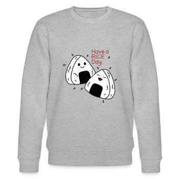 Have a Rice Day - Stanley/Stella CHANGER Unisex Organic Sweatshirt - heather grey - Front - Nik (191cm) & Marisol (170cm)