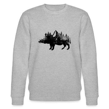 Wildschwein - Stanley/Stella Unisex Bio-Sweatshirt CHANGER  - Grau meliert - Vorne - Nik (191cm) & Marisol (170cm)
