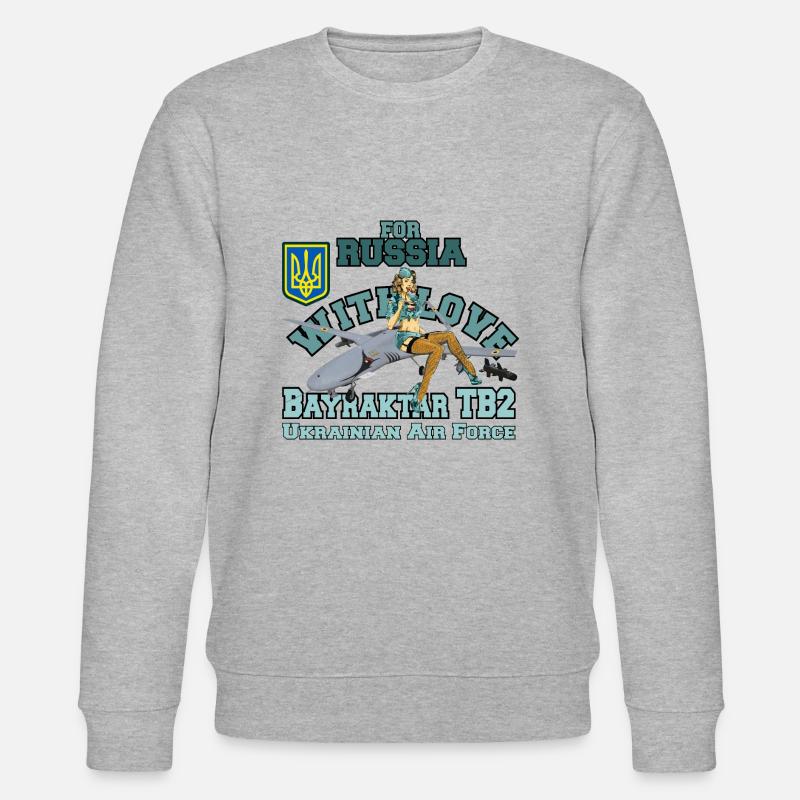 Rettet die Ukraine - Bayraktar TB2 - Stanley/Stella Unisex Bio-Sweatshirt CHANGER  - Grau meliert