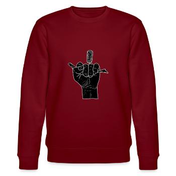 Schwarze Hand mit Korkenzieher - Stanley/Stella Unisex Bio-Sweatshirt CHANGER  - Burgunderrot - Vorne - Nik (191cm) & Marisol (170cm)