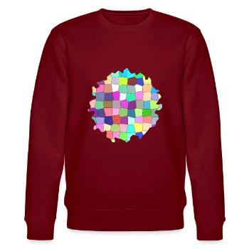 Buntes geometrisches Muster - Stanley/Stella Unisex Bio-Sweatshirt CHANGER  - Burgunderrot - Vorne - Nik (191cm) & Marisol (170cm)