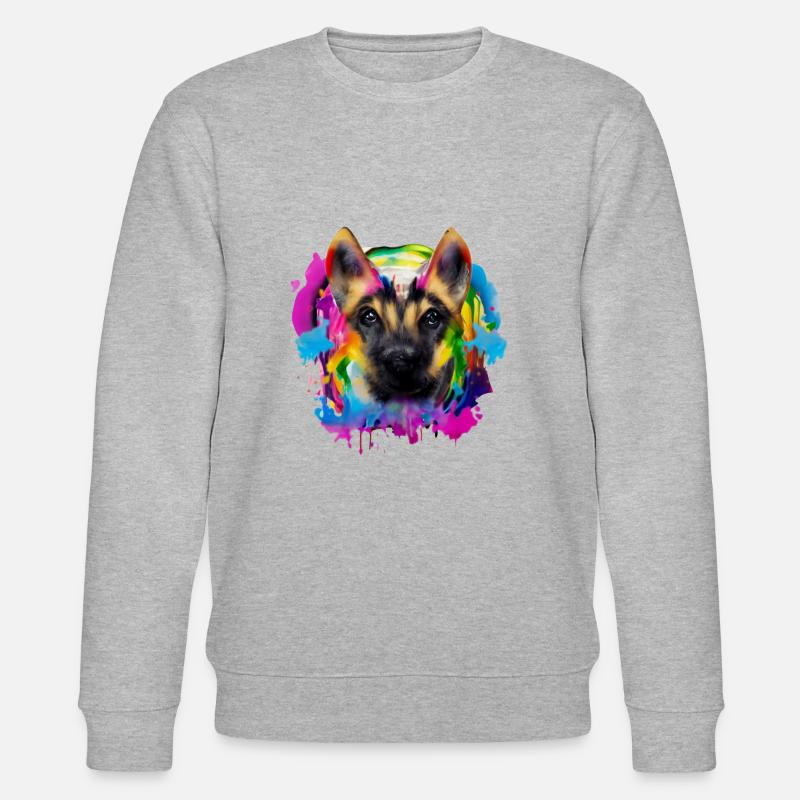 Schäferhund Design in Bunt - Stanley/Stella Unisex Bio-Sweatshirt CHANGER - Grau meliert
