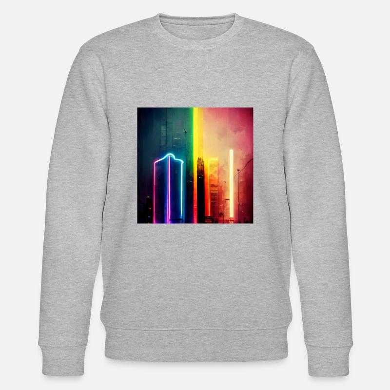 Pride Regenbogen Liebe Neonlichter - Stanley/Stella Unisex Bio-Sweatshirt CHANGER  - Grau meliert
