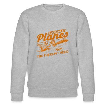 Flugzeug Pilot Flugzeuge Flugzeug Landung Geschenk - Stanley/Stella Unisex Bio-Sweatshirt CHANGER  - Grau meliert - Vorne - Nik (191cm) & Marisol (170cm)