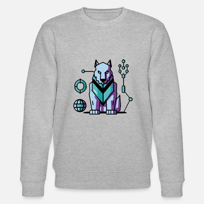Futuristischer Cyber Wolf - Stanley/Stella Unisex Bio-Sweatshirt CHANGER  - Grau meliert