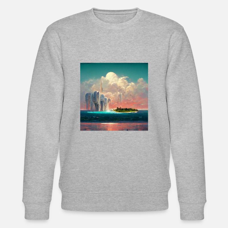 Zukünftiges Paradise Island Gemälde - Stanley/Stella Unisex Bio-Sweatshirt CHANGER - Grau meliert