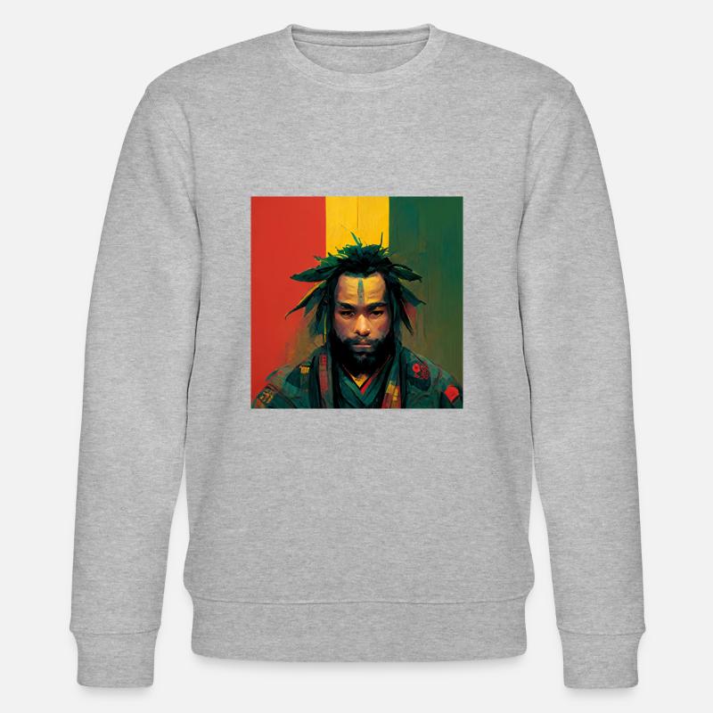 Rasta-samurai-malerei - Stanley/Stella Unisex Bio-Sweatshirt CHANGER  - Grau meliert
