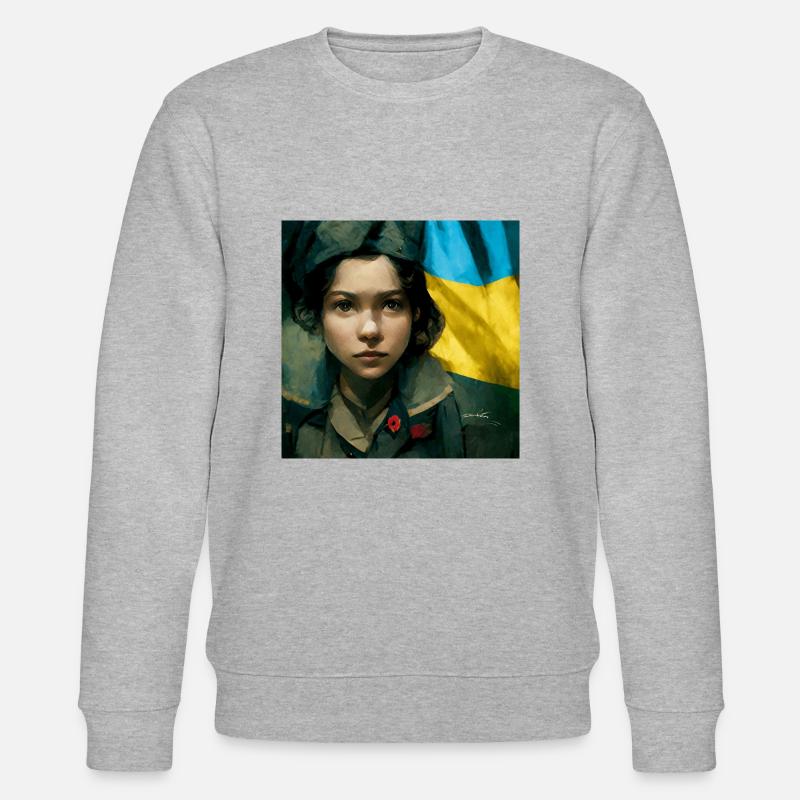Ukrainisches Mädchen Während Des Krieges - Stanley/Stella Unisex Bio-Sweatshirt CHANGER  - Grau meliert