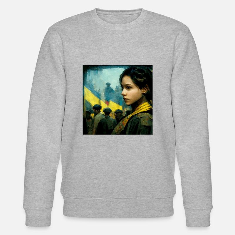 Ukrainisches Mädchen Während Des Krieges - Stanley/Stella Unisex Bio-Sweatshirt CHANGER - Grau meliert