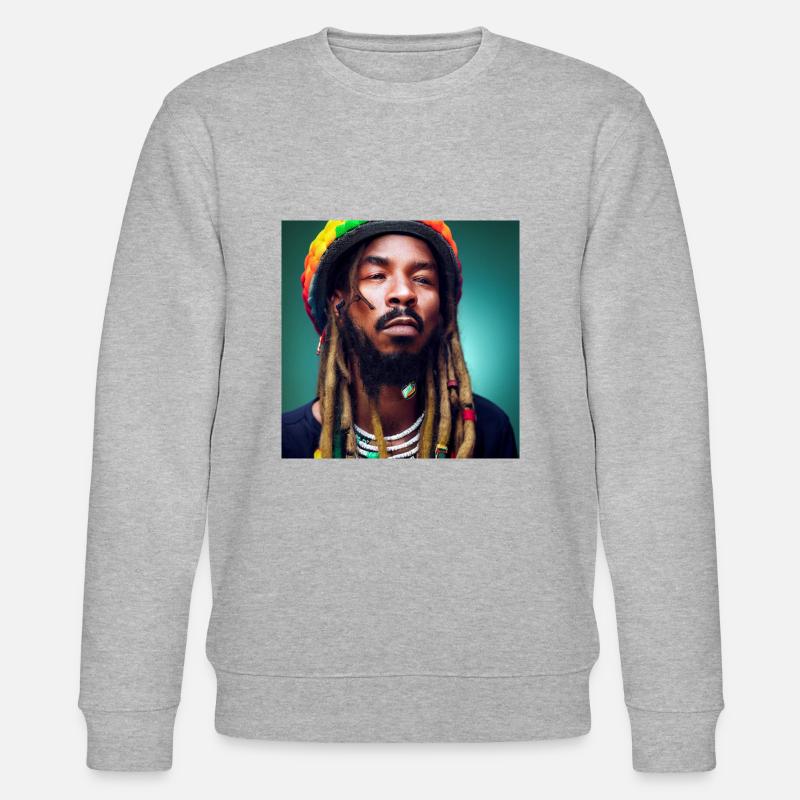Rastafari-porträt - Stanley/Stella Unisex Bio-Sweatshirt CHANGER  - Grau meliert