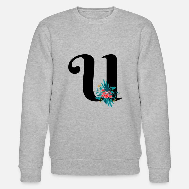 lettre U fleuris - Sweat bio CHANGER Stanley/Stella Unisexe - gris chiné