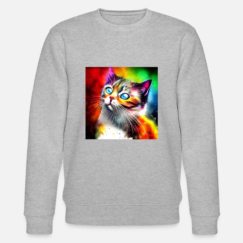 Süße bunte Katze - Stanley/Stella Unisex Bio-Sweatshirt CHANGER  - Grau meliert