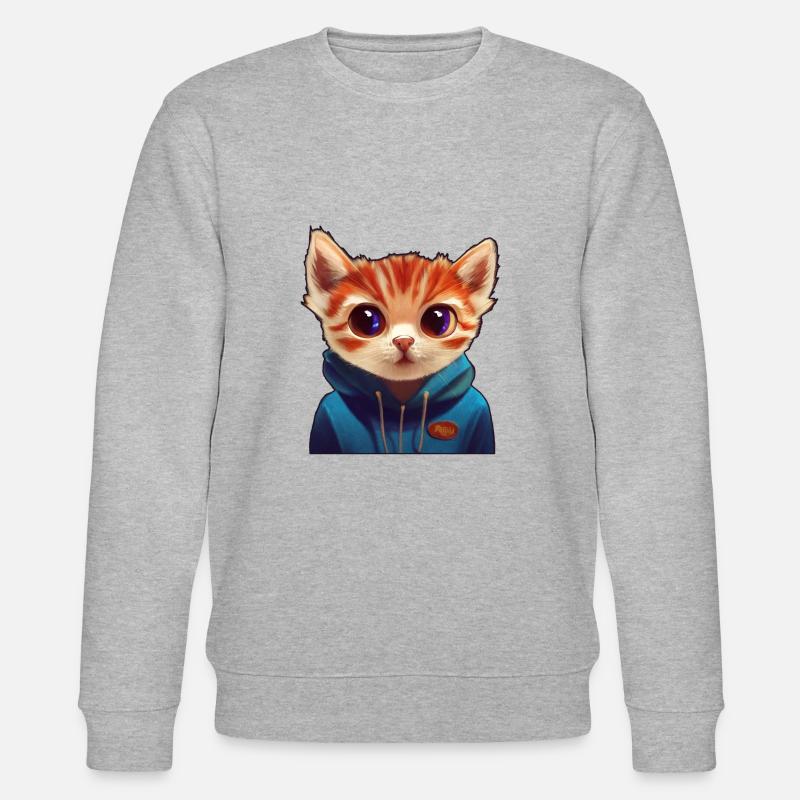 Kitten mit Pullover - Stanley/Stella Unisex Bio-Sweatshirt CHANGER  - Grau meliert