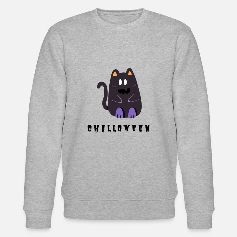 Halloween Katze - Stanley/Stella Unisex Bio-Sweatshirt CHANGER  - Grau meliert