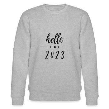 hello 2023 - fête bonjour, réveillon du Nouvel An - Sweat bio CHANGER Stanley/Stella Unisexe - gris chiné - Devant - Nik (191cm) & Marisol (170cm)
