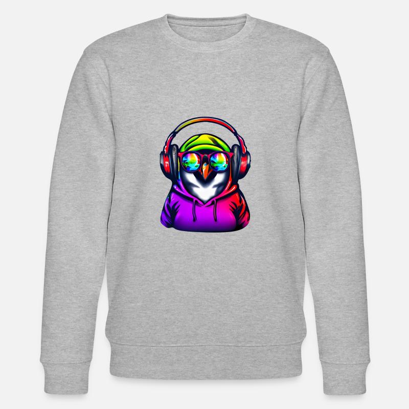 Pinguin mit Pullover und Sonnenbrille - Stanley/Stella Unisex Bio-Sweatshirt CHANGER  - Grau meliert