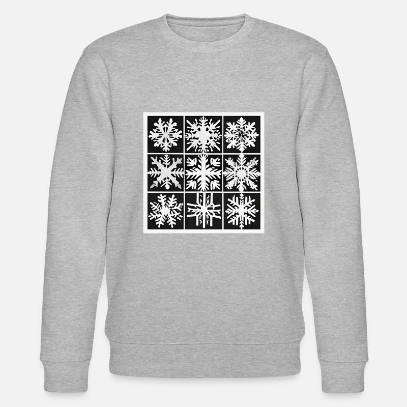 Schneeflocken schwarz-weiß Muster - Stanley/Stella Unisex Bio-Sweatshirt CHANGER  - Grau meliert