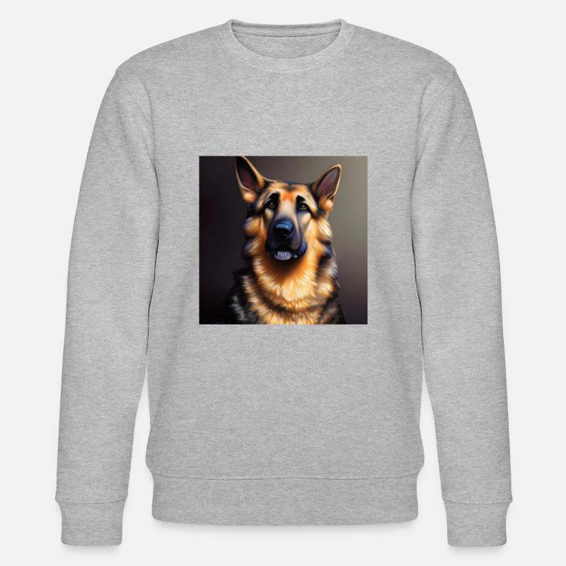 German Shepherd artwork - Stanley/Stella CHANGER Unisex Organic Sweatshirt - heather grey