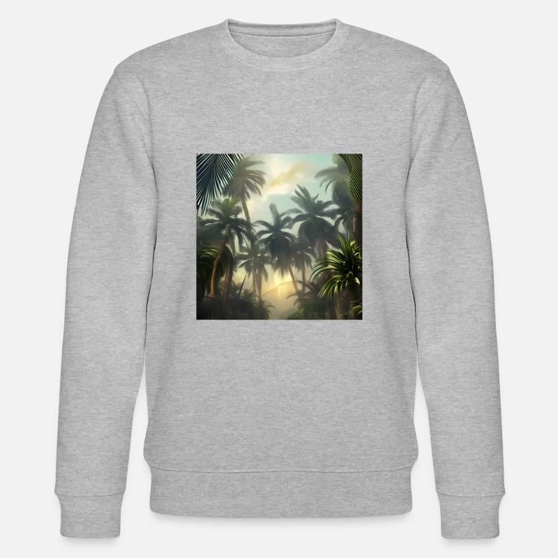 Dschungel mit Palmen - Stanley/Stella Unisex Bio-Sweatshirt CHANGER  - Grau meliert