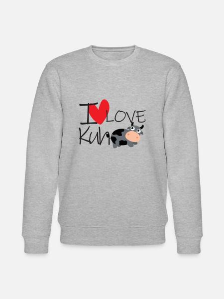I Love Kuh - Stanley/Stella Unisex Bio-Sweatshirt CHANGER  - Grau meliert