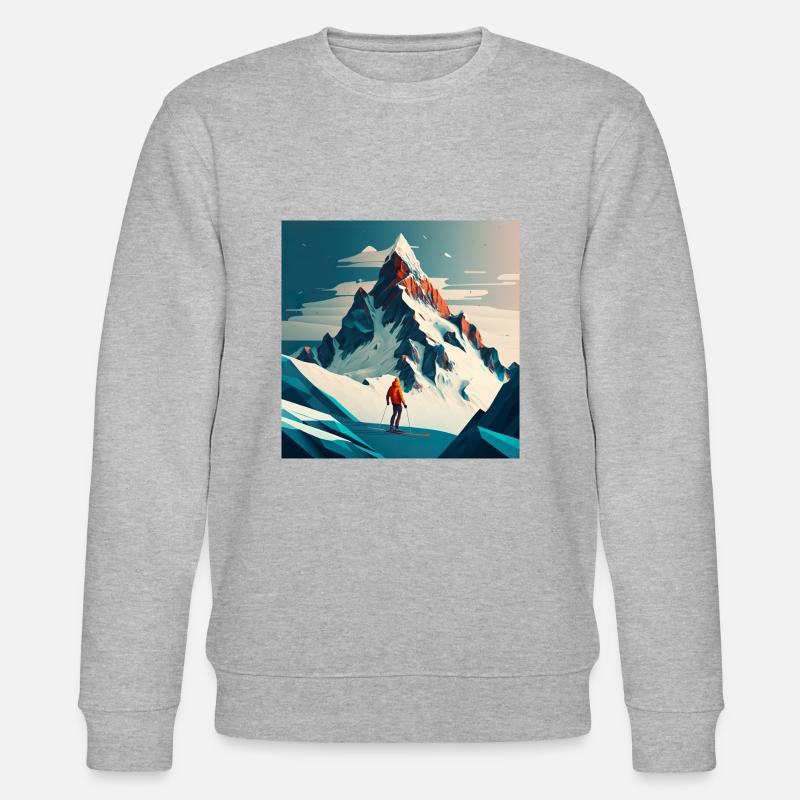 Illustration Bergskifahrer, Skipiste - Stanley/Stella Unisex Bio-Sweatshirt CHANGER  - Grau meliert
