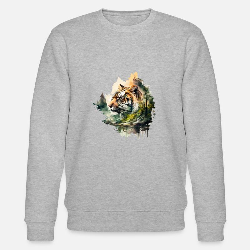 Der Tiger - Stanley/Stella Unisex Bio-Sweatshirt CHANGER  - Grau meliert