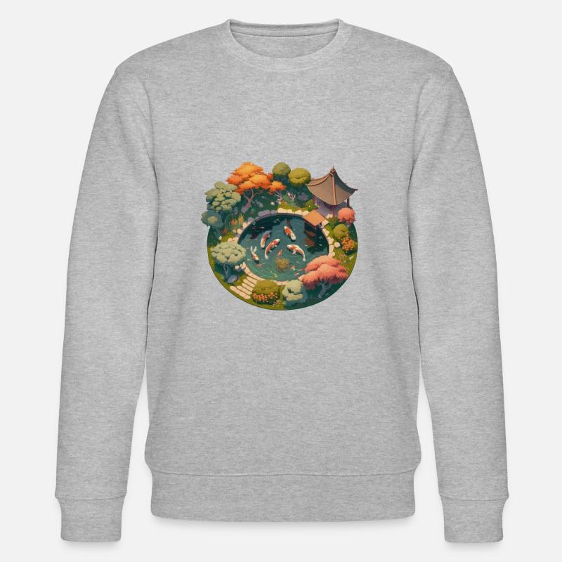 Japanischer Garten mit Koiteich - Stanley/Stella Unisex Bio-Sweatshirt CHANGER - Grau meliert