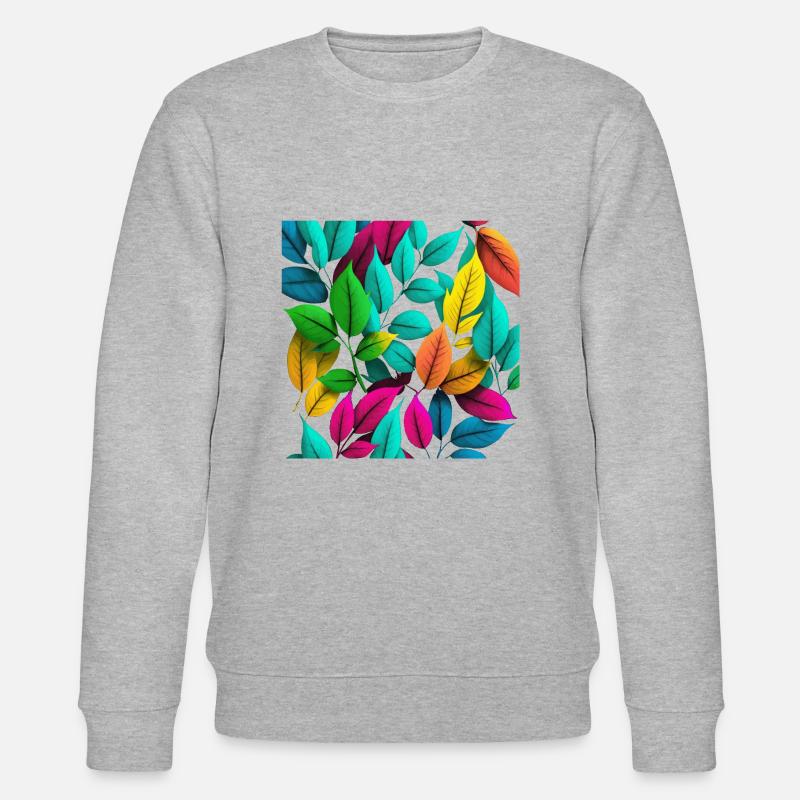 Bunte Blätter Geschenk - Stanley/Stella Unisex Bio-Sweatshirt CHANGER  - Grau meliert