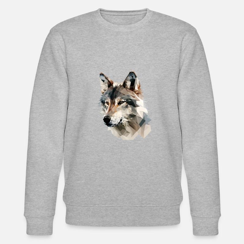 Expressive Polygon Wolf – Wildlife - Stanley/Stella CHANGER Unisex Organic Sweatshirt - heather grey