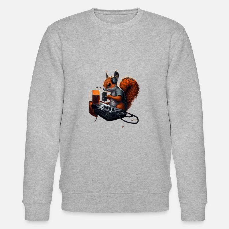Techno DJ Squirrel with Beer - Stanley/Stella CHANGER Unisex Organic Sweatshirt - heather grey
